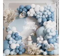 AULE Arche Ballon Anniversaire Bleu: Lot de 155 Ballons Bleu à Hélium Latex Mat Kit Guirlande Décoration pour Anniversaire Mariage