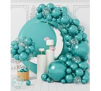 AULE Arche Ballon Anniversaire Vert: Lot de 100 Confettis Ballons Vert Métallique à Hélium Latex Chromé Kit Guirlande Anniversaire Homme Garçon Décoration pour Baby Shower Jungle Dinosaure