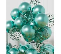AULE Ballon Vert Confettis Métallique: 42 Pièces 12 Pouces Ballons Anniversaire Vert Ballons de Baudruche à Hélium Turquoise Ballon Gonflable Décoration Diplome Jungle Dinosaure