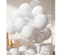 AULE Ballons Blanc à Confettis: Pack de 42 Ballons 12 Pouces Blancs Ballon en Latex Gonflable à l'Hélium pour Décoration d'Anniversaire Mariage