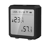 Aumotop Détecteur de Température et d'humidité avec Alarme et écran LCD | en temps réel, fréquence de mise à jour réglable, compatible avec , matériau ABS, utilisation en intérieur