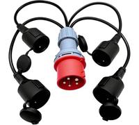 Aundhegrtt Adaptateur de Distributeur Haute Courant CEE 32 A à 16 A, Prise 415 V à 4 X 240 V, IP44.