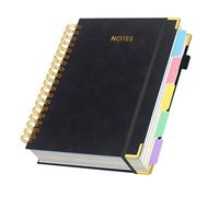 Aundhegrtt Cahier à Spirale avec Séparateurs, 150 Pages B5, Organiseur à Lignes de Collège en Cuir, Grand Journal à Lignes pour les Personnes Noires