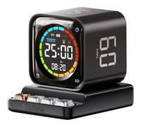 Aundhegrtt Cube Minuteur TK3 Noir, Minuteur de Bureau avec Réglages Prédéfinis de 5/10/30/60 Minutes, Compte à Rebours Personnalisé, Chronomètre, Horloge, 3 Alarmes, pour la Gestion des Tâches.
