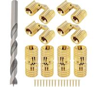 Aundhegrtt DIY Artisanat pour Boîte en Bois 8 Pièces Charnières Cachées en Laiton de 8 mm avec Mèche de 8 Mm, Angle D'Ouverture de 180 Degrés pour Boîte à