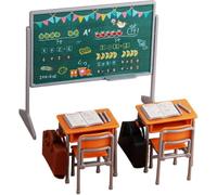 Aundhegrtt Ensemble de 13 Mini-Fournitures D'Étude Comprenant Tables, Chaises, à Dos, Tableaux Noirs et Livres, Modèle Interactif Parent-Enfant