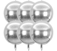 Aundhegrtt Géant 22" Rond Ballons Métalliques Argent 4D (6 Pcs), Ballon d'anniversaire pour Mariage