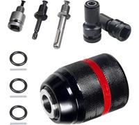 Aundhegrtt Mandrin de Perçage à Serrage Automatique, Filetage 1/2-20UNF, Diamètre de Perçage 1,5-13 Mm, Comprenant 2 Adaptateurs pour Perceuses.