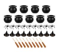 Aundhegrtt Mini Chapeaux de Sorcière Noir Fourniture de Décoration de Table de Chaudron à Bonbons pour Accessoires de Craft d'halloween