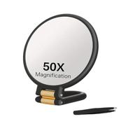 Aundhegrtt Miroir Grossissant 50x avec Pince à Épiler et Accessoire de Voyage - Idéal pour le Maquillage, L'Épilation des Sourcils et les Soins de la Peau