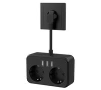 Aundhegrtt Multiprise avec 2 Prises Secteur et 3 Ports USB à Charge, Prise Électrique Murale, Prise Européenne, Adaptateur Secteur