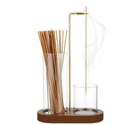Aundhegrtt Porte-Encens en Bois, Porte-Encens à Bâtonnets Inversés, Attrape-Cendres en Verre, Brûleur D'Encens pour Yoga, Spa, Méditation, Décoration de Relaxation à Domicile.