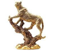 Aundhegrtt pour Figures Décoratives pour et Le Bureau, Statue de Léopard Doré de Luxe sur Branche, Sculpture de Guépard, Figurine d'animal Élégante.