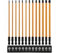 Aundhegrtt Set de 13 Pièces de Bits Étoile en Acier S-2 Magnétique, Bits Torx Longs T6-T40 de 6" avec Support de Stockage de Sécurité à Empreinte Anti-Vandale et Tige Hexagonale de 1/4".