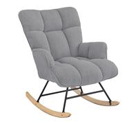 Aunekiv Fauteuil à Bascule en Tissu Teddy pour Adultes, Chaise à Bascule Scandinave,Chaise à Bascule Confortable pour Salon ou Chambre Balcon, Fauteuil de Nursing pour Chambre Bébé Vert