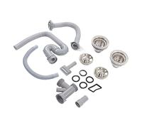 AUNMAS Kitchen Sink Drain Pipe Kit Inox Double Siphon S Cintré | Flexible S Bend pour Évier, Anti Clog, Anti Odeur, Convient à Lavabo de Salle de Bains, 12 Accessoires D'Installation,