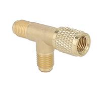 AUNMAS Laiton Raccord en T Adaptateur 1/4in SAE Valve Core | R22 R12 R134 Détendeur D'accès, Construction Robuste, Laiton Antirouille, Raccord de Manomètre HVAC, Joint d'étanchéité
