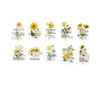 AUNMAS Lot d'autocollants Floraux PET Transparents Vintage Artisanaux, 10 Feuilles 80 X 80 Mm avec Motifs Botaniques Assortis, Forte Adhérence pour Carnet de Notes, Planificateur, Journal, (Type 1)