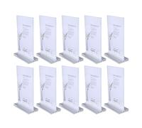 AUNMAS Lot de 10 Porte-cartes en Acrylique Transparent avec Base Octogonale en Forme de T pour Bureau, Restaurant, Hôtel, Panneaux de Table, Lot de 10