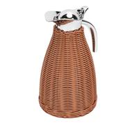 AUNMAS Pichet Isotherme en Rotin, Carafe à café Thermique en Acier Inoxydable tissé à la Main de 1,5 L, Pichet isolé en Rotin tissé pour thé, Eau, Boisson (Café)