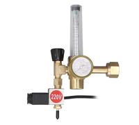 AUNMAS Régulateur de CO2 avec électrovanne, Débitmètre et Manomètre CGA320, Entrée 0-4000 PSI, 0-15 SCFH, Laiton pour Tentes de Culture Hydroponique et Serres (Prise UE 220V)
