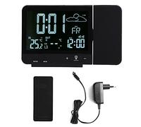 AUNMAS Réveil à Projection Numérique Radio Reveil Projection Plafond avec Station Météo Thermomètre Fil Hygromètre de Jauge de Contrôle D'humidité de la Température avec Calendrier pour Chambres 230V