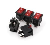 AUOQKQUT Lot de 10 interrupteurs à Bascule à indicateur Rouge 4 Broches on-Off DPST 15 x 21 mm RLEIL RL3-4 10 A 125 V CA