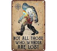 AUOQKQUT Retro Not All Those Who Wander Are Lost Metal Plaque Tin Decor for Mountain Lodge Lake House Wall Decor 8 X 12 inch