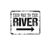 AUOQKQUT Retro Woodland Route Metal Sign Point Toward Waterway for Cottage Dock Fishing Lodge Nature Trail Plaque 8 X 12 inch