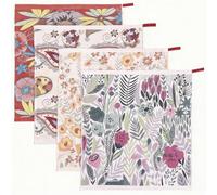 aupawdy Lot de 4 torchons de cuisine avec boucle de suspension super absorbants pour cuisine, 100 % coton, motif floral coloré, séchage rapide, 40 x 38 cm.