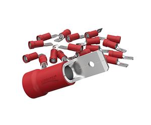 AUPROTEC 100x Connecteurs plats 0,5-1,5 mm² rouge/Largeur de connexion 4,8 mm Connecteur mâle en PVC partiellement isolé MDD Connecteur de câble en laiton étamé