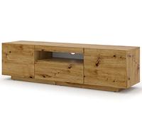 Aura - Armoire basse Hi-Fi pour TV - 150 cm - Universelle - À suspendre ou à poser - Chêne - Sans LED