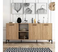 Concept Usine – Buffet Aura 3 portes 2 niches finition bois et métal noir 180 x 80 cm