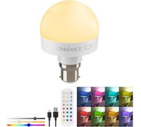 Auraglow Ampoule LED rechargeable sans fil avec télécommande, intensité variable, changement de couleur RVB, à piles, adaptateur à baïonnette B22