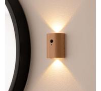 Auraglow Applique en bois de hêtre sur batterie, détecteur, lot de 4 | Veilleuse PIR USB-C, support magnétique sans fil, éclairage automatique pour couloir, escalier, porche et chambre