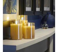 Auraglow Lot de 12 bougies LED rechargeables en verre sans flamme avec télécommande, station de charge et minuterie, cire véritable, flamme vacillante, lumière blanche chaude