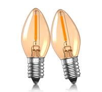 Aurahome 0.5W E14 Ampoules LED, Ampoule C7 Sel, Ampoule de veilleuse blanc chaud ambré 2200K, Ampoules de bougie vintage SES LED, Mini E14 Petite Vis Edison Bulb-2Pack