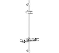 Auralum Barre de Douche Réglable 90cm en Acier Inoxydable 201 - Colonne de Douche Coulissante avec Porte-Savon sans Perçage, Finition Chrome Anti-Corrosion, Support Douchette Orientable à 360°, Argent