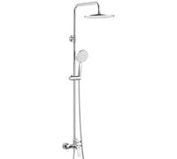 Auralum Colonne de Douche avec Mitigeur, Ensemble de Douche Rond Réglable en Hauteur 90-130cm, Système de Douche Haute Pression avec Ciel de Pluie Ø 25cm et Douchette 3 Jets, Finition Chrome Éclatant