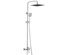 Auralum Colonne de Douche avec Mitigeur Hauteur Réglable entre 90-124cm, Colonne de Douche Chromé avec Douchette 29x19cm et Pommeau pour Salle de Bain