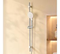 Auralum Colonne de Douche sans Robinet avec Douchette 6 Jets-Barre de Douche Réglable 900mm en Acier Inox-Support Coulissant à 360°-Étagère de Rangement Incluse-Finition Chrome Anti-Corrosion