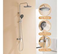 Auralum Kit de douche Mitigeur de pomme de douche 2 fonctions avec robinet de douche, chrome