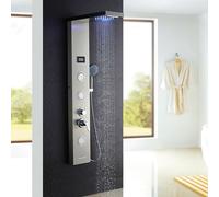 Auralum LED Panneau de douche douche à effet pluie sans robinetterie, kit de douche en acier inoxydable avec douchette et affichage de la température de l'eau