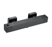 Auralum Mitigeur Thermostatique de Douche Noir Mat, Robinet Thermostatique de Douche de Sécurité Anti-Brûlure à 38°C, Corps Isolant Anti-Calcaire, Finition Noire Anti-Corrosion, Débit d'eau Réglable