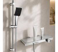 Auralum Robinet Baignoire avec Douche - Douchette Réglable en Hauteur avec 6 Modes de Jet - Ensemble Douche Salle de Bain à Touches Piano - Tuyau Acier Inoxydable 1.5m - Chromé