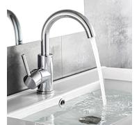 Auralum Robinet Salle de Bain Monocommande avec Bec haut pivotant à 360° | Mitigeur Lavabo, Eau chaude/froide, Aérateur démontable, Économies d'eau et d'énergie, Monocommande pour WC invités, Chromé