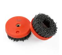 Auratrove Brosse abrasive en carbure de silicium en nylon de 10,2 cm, roue de polissage antique pour le nettoyage du granit, du marbre, du béton, pour filetage M14, rouge, grain 36-3000