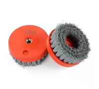 Auratrove Brosse abrasive en nylon carbure de silicium de 10,2 cm, roue métallique antique pour granit, marbre, béton, polissage et élimination de la rouille, pour filetage M14, rouge grain 36-3000
