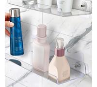 Auratrove Étagère flottante en acrylique transparent, sans perçage, support mural pour salle de bain, cuisine, chambre à coucher, présentoir transparent pour livres, photos, cosmétiques 20 x 10 cm
