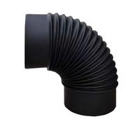 Auratrove Tuyau coudé à 90 degrés en acier inoxydable de 150 mm, connecteur de poêle noir durable pour installation de cheminée et poêle à bois